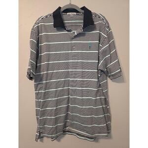 Peter Millar Striped Polo Shirt Men’s Large | Black White Mint Golf Polo